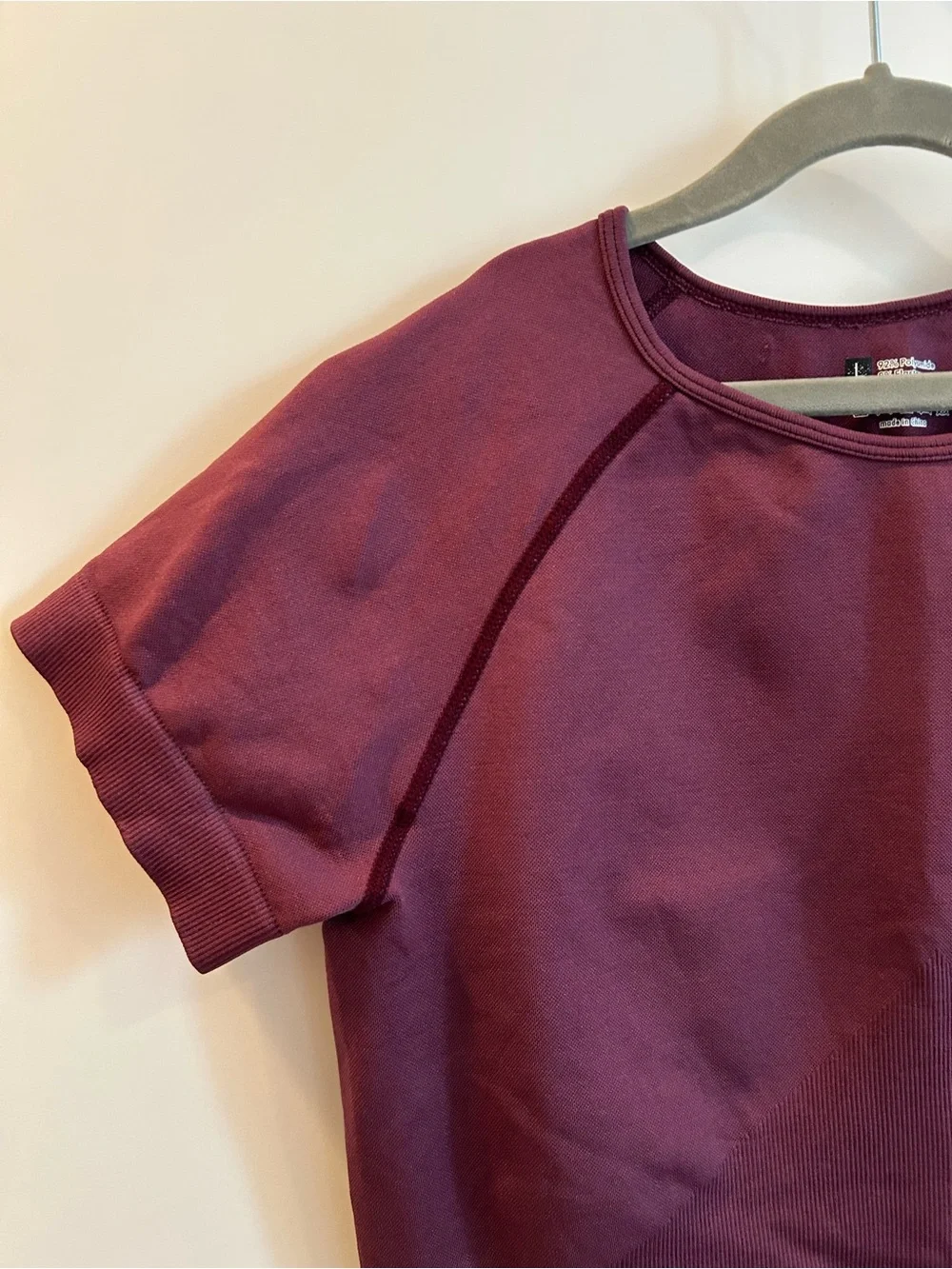 Kids Short Sleeve Pullover Top in Burgundy - Athletic Top for Dance - L